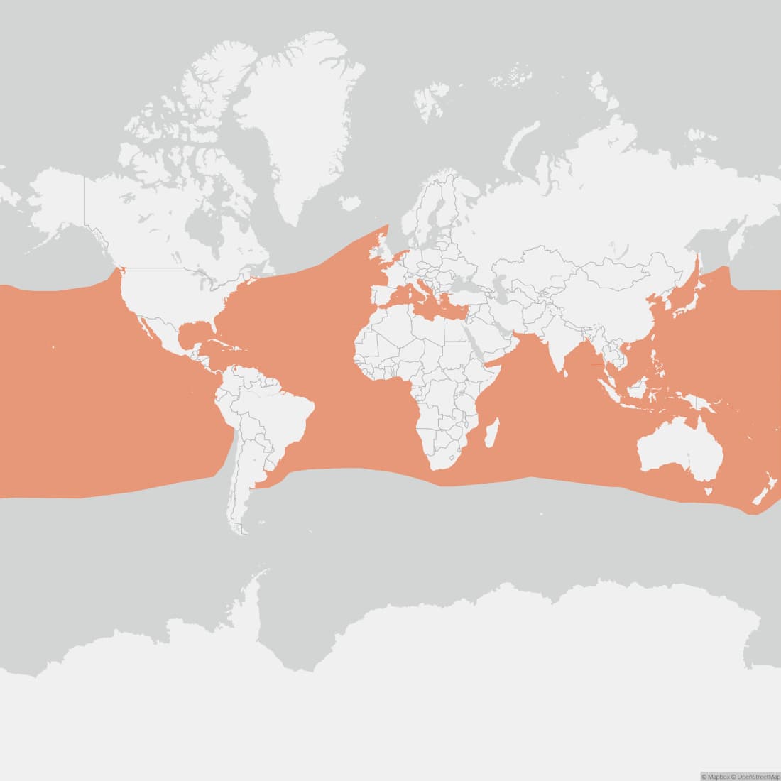 Range map for Striped Dolphin