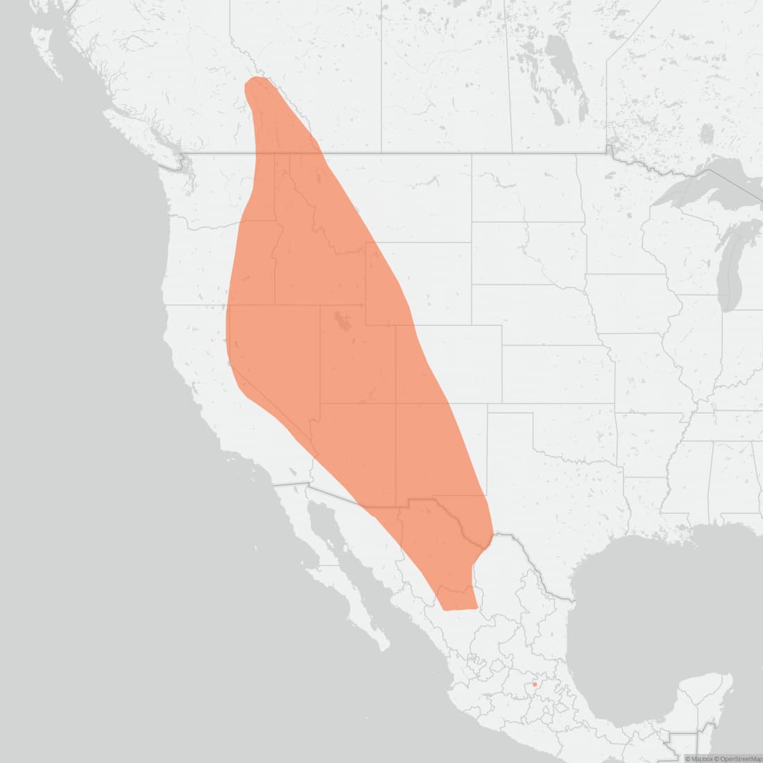 Range map for Spotted Bat