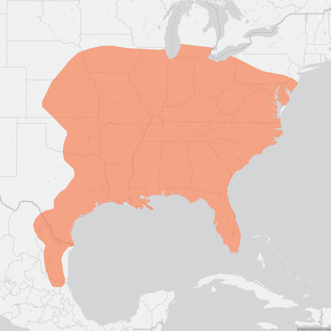 Range map for Evening Bat