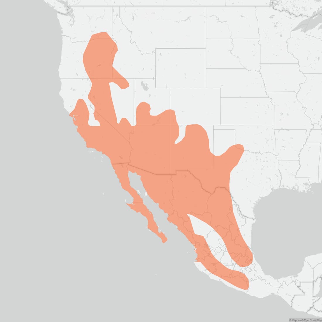 Range map for Canyon Bat