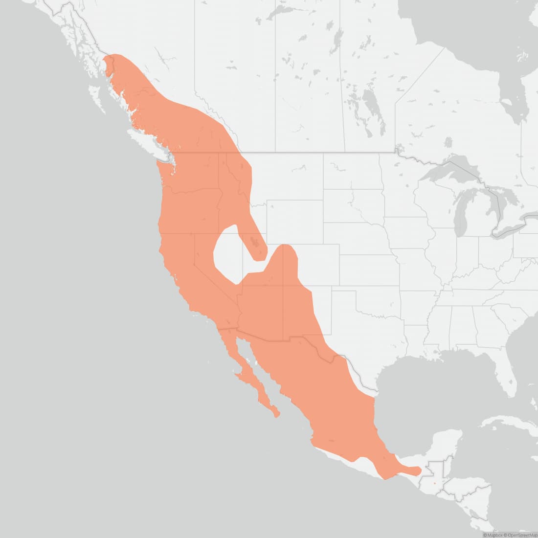 Range map for California Myotis