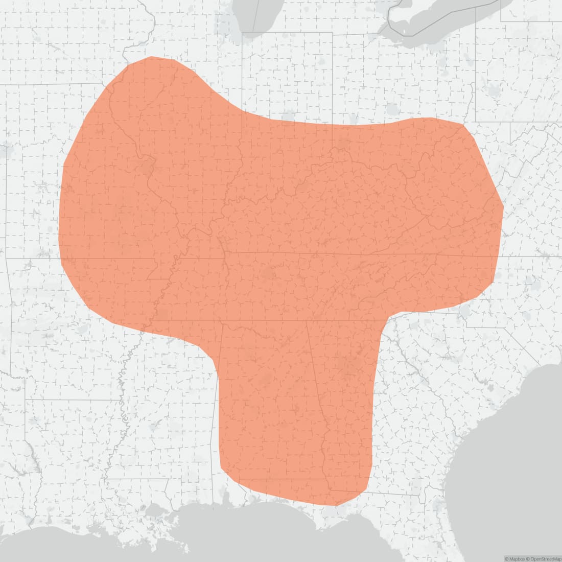 Range map for Gray Bat