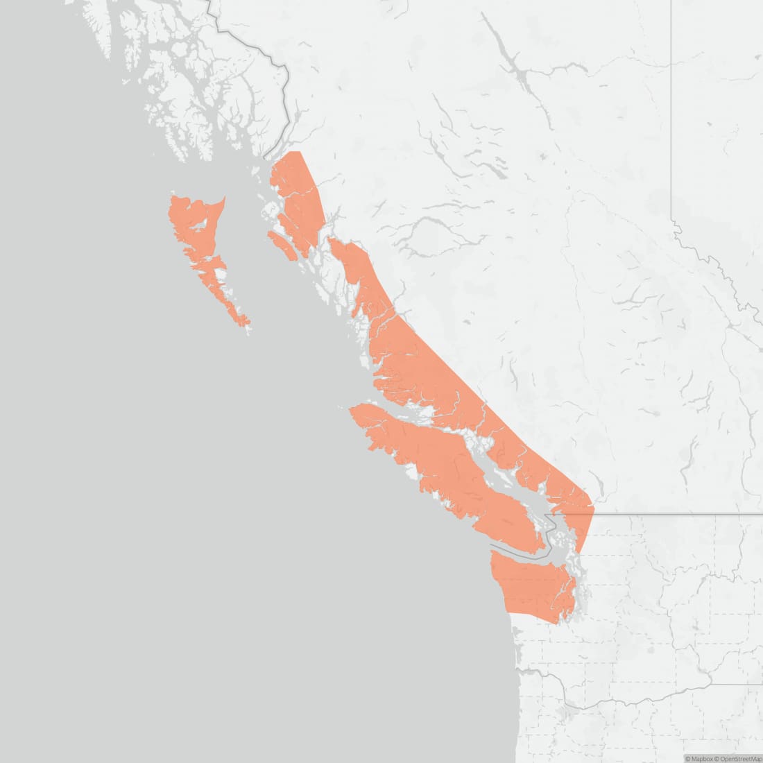 Range map for Keen's Myotis