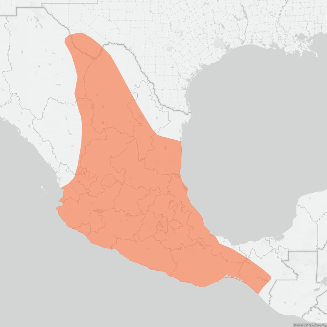 Range map for Mexican Long-nosed Bat