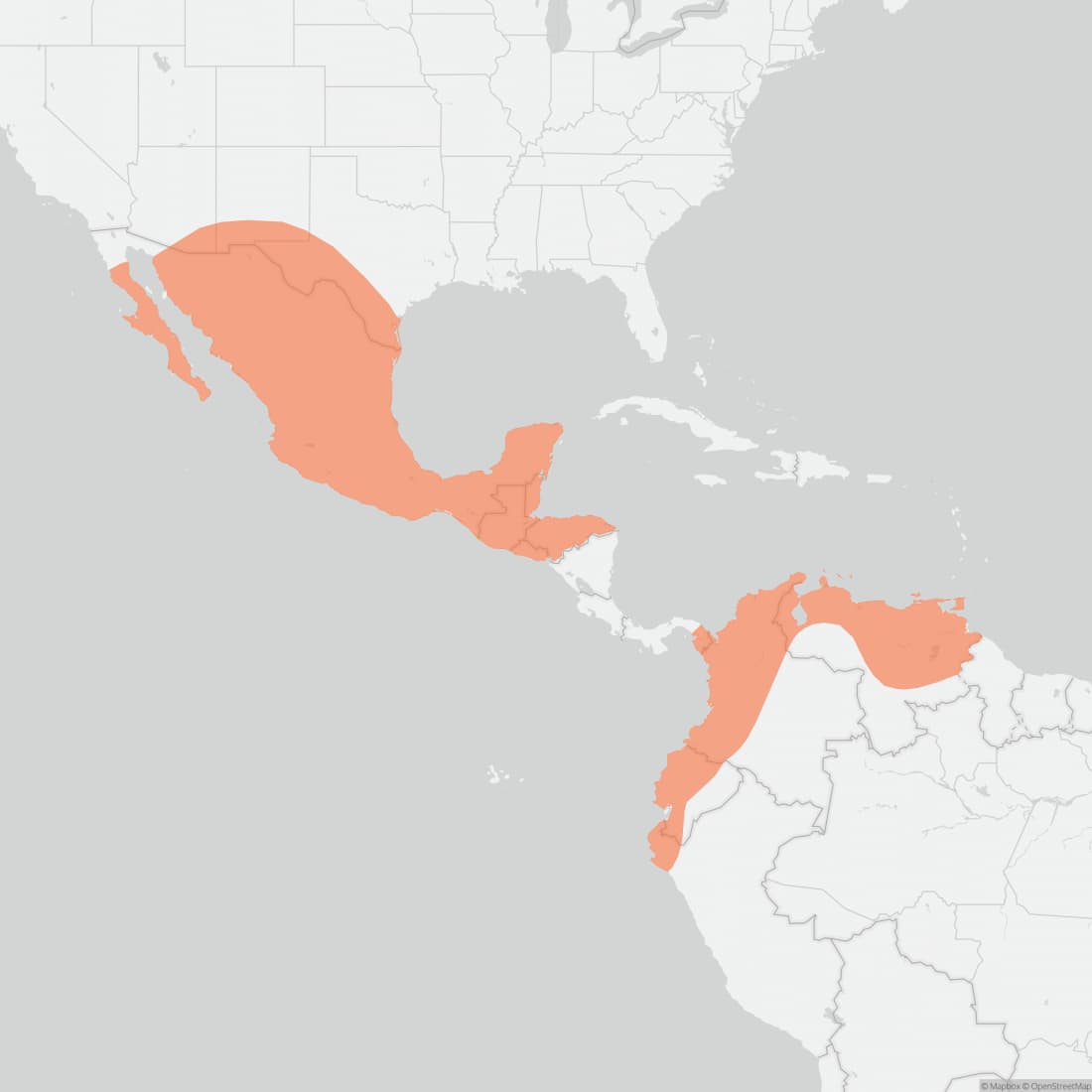 Range map for Ghost-faced Bat