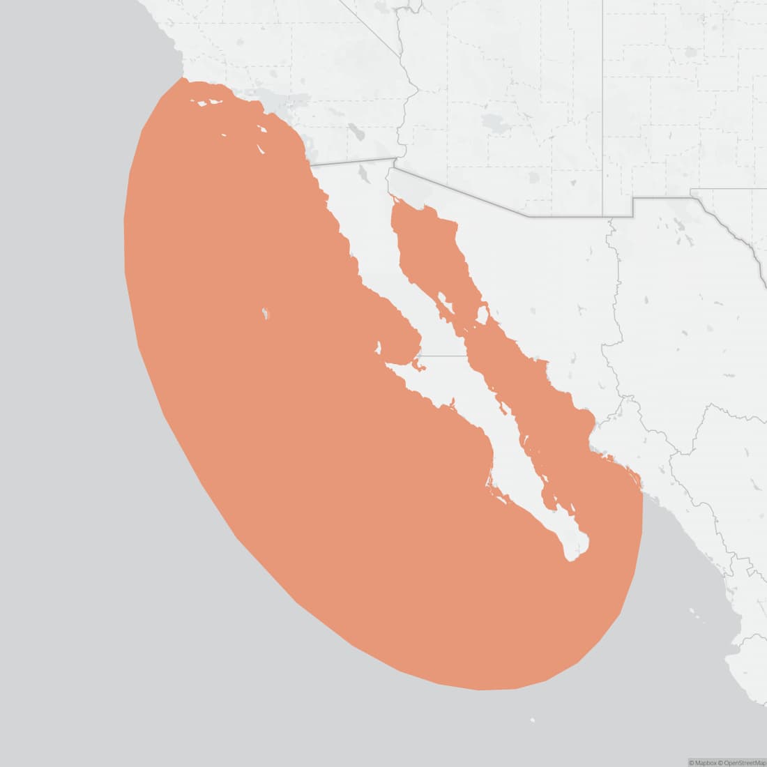 Range map for Guadalupe Fur Seal