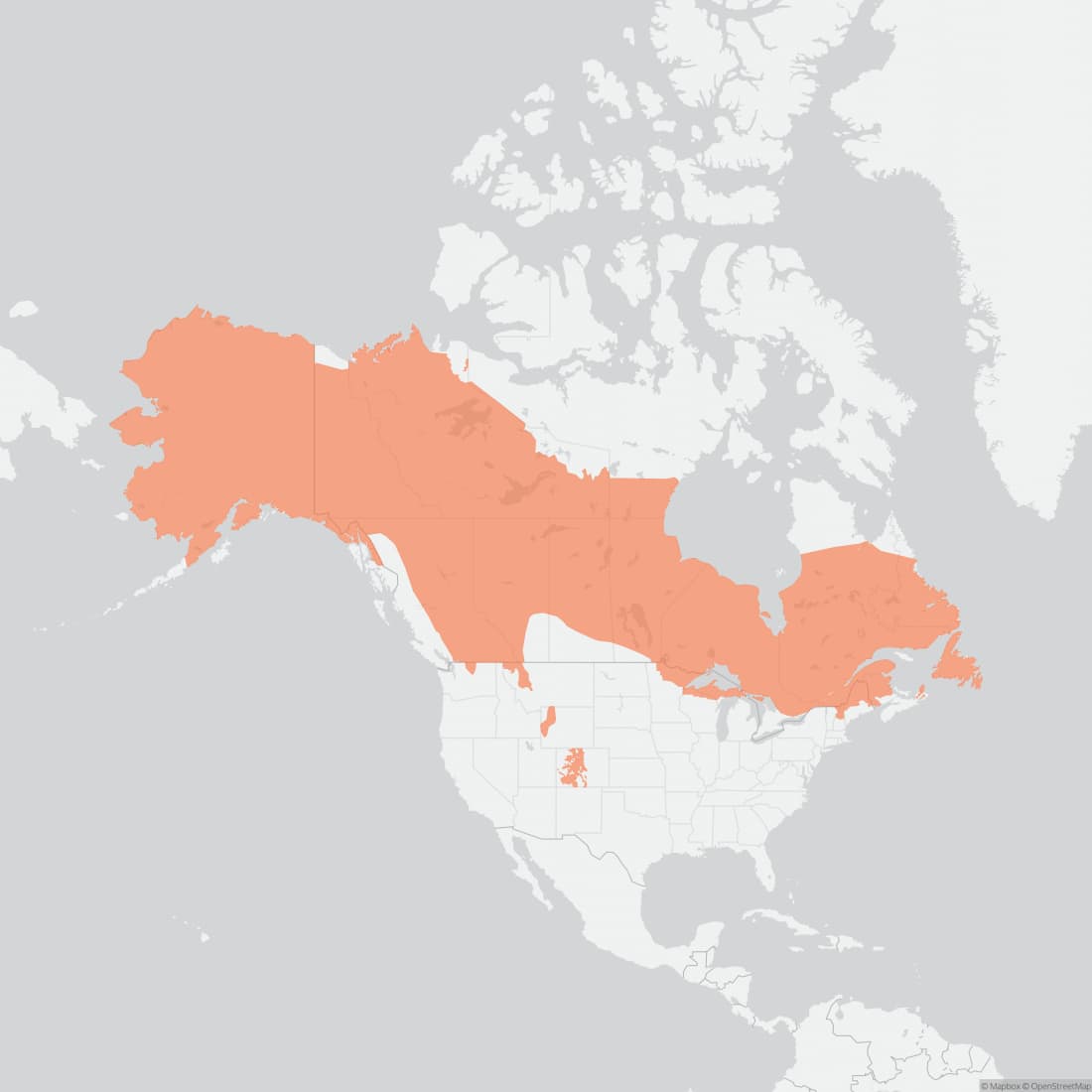 Range map for Canada Lynx
