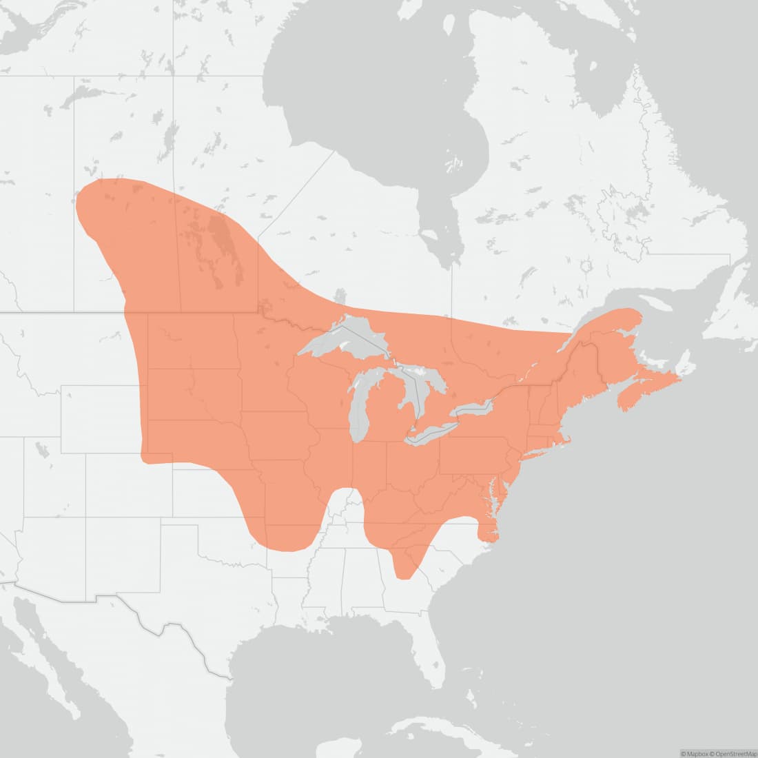 Range map for Northern Short-tailed Shrew