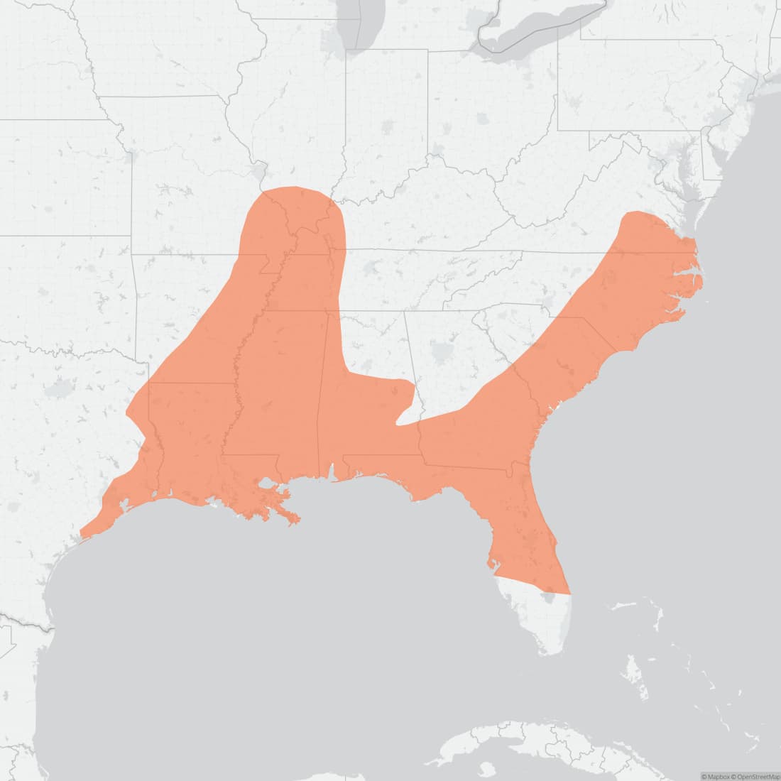 Range map for Southern Short-tailed Shrew