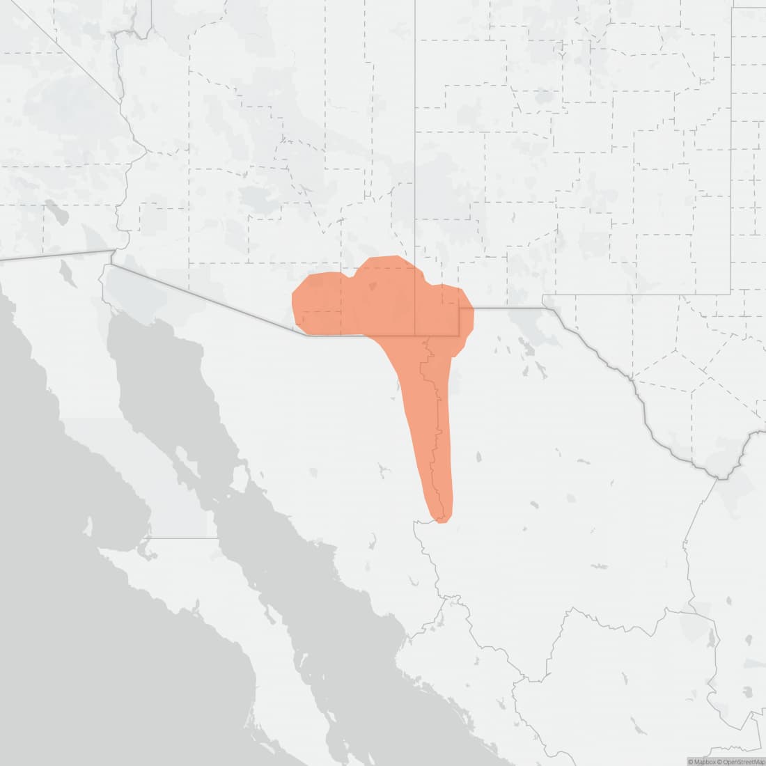 Range map for Arizona Shrew