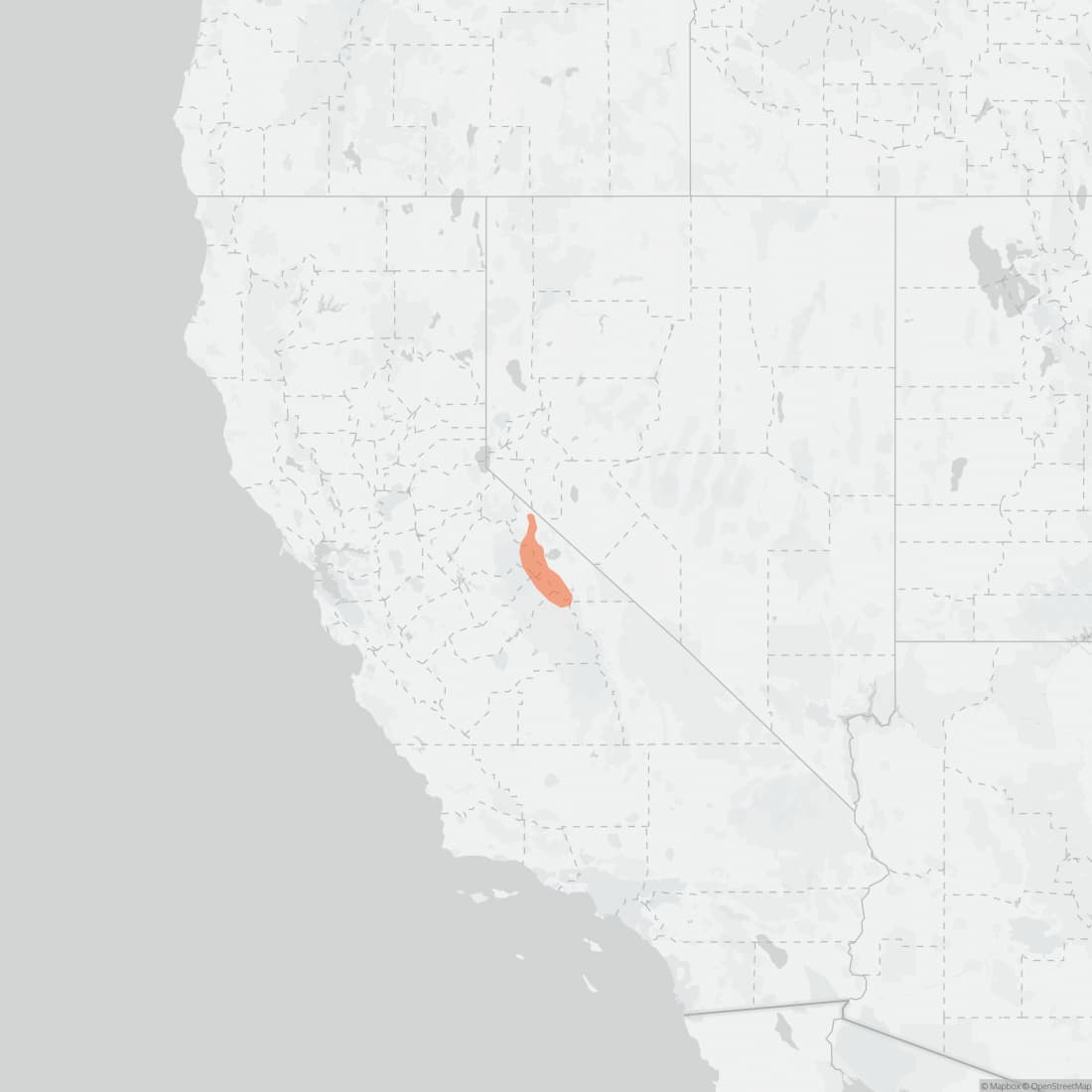 Range map for Mount Lyell Shrew