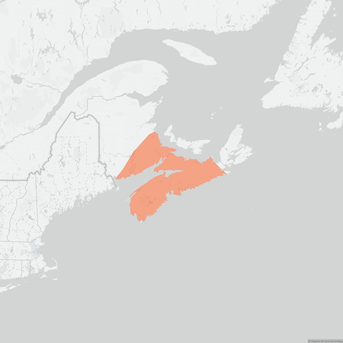 Range map for Maritime Shrew