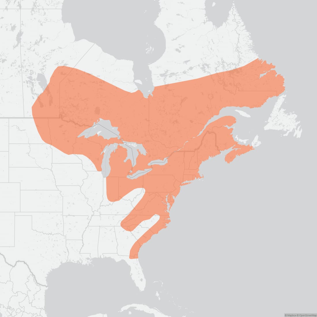 Range map for Star-nosed Mole