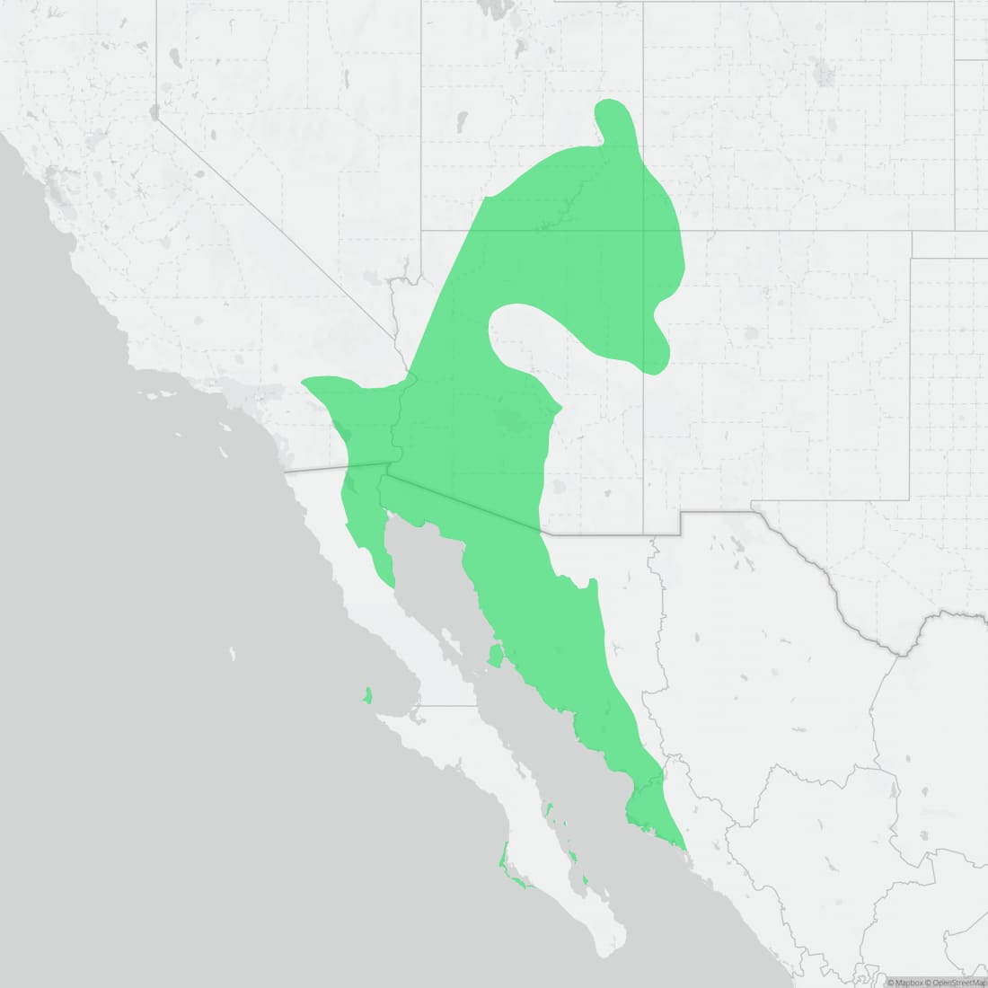 Range map for Desert Spiny Lizard