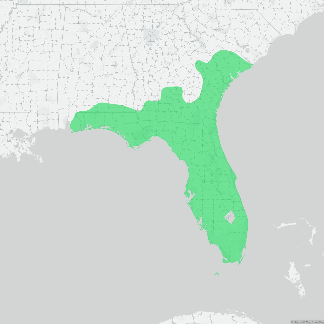 Range map for Florida Softshell Turtle