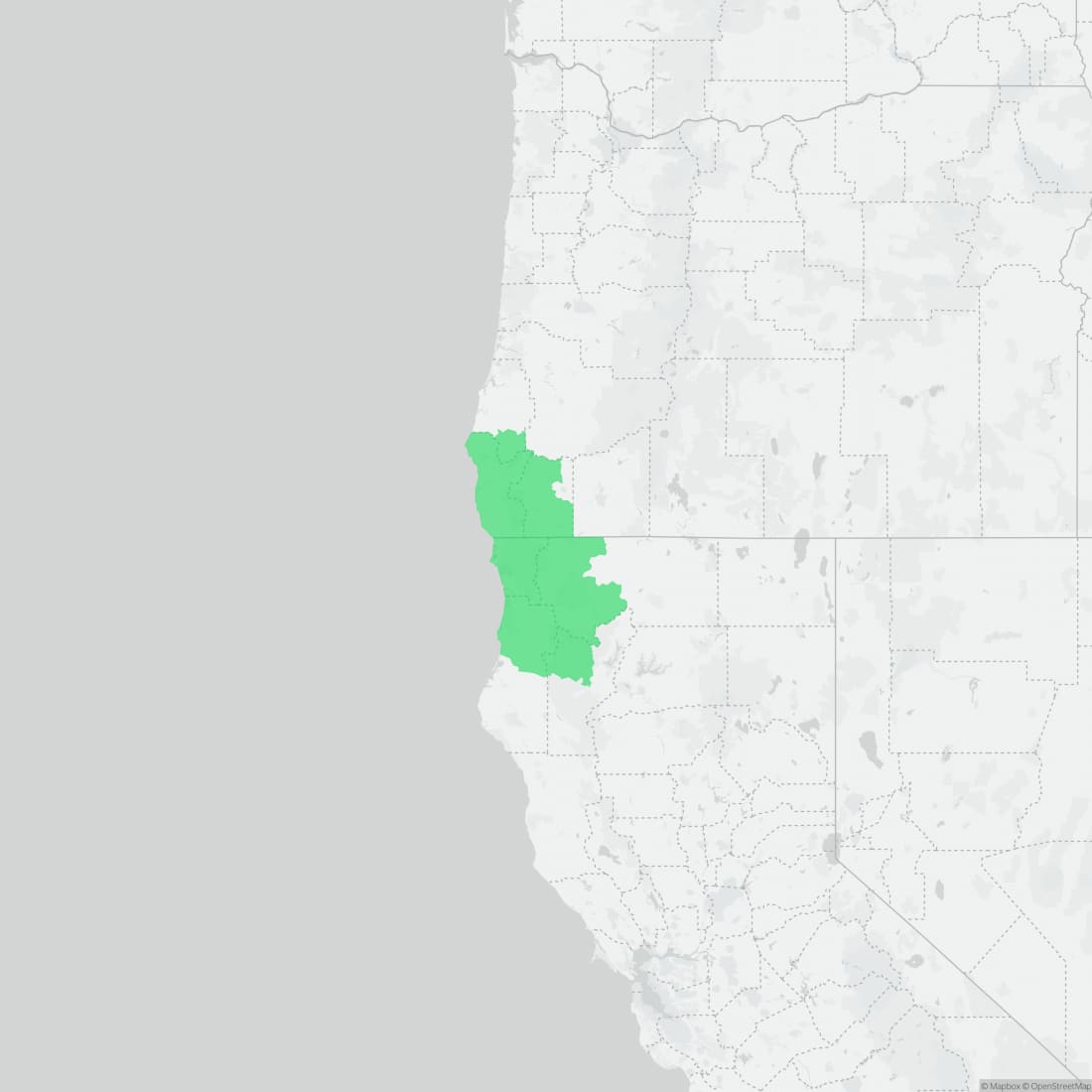 Range map for Del Norte Salamander