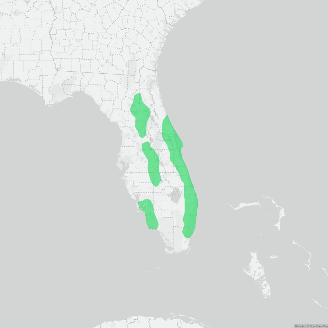 Range map for Florida Scrub Lizard