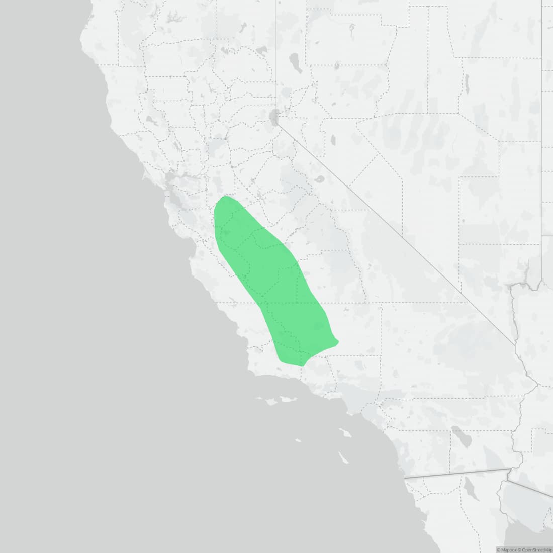 Range map for Blunt-nosed Leopard Lizard