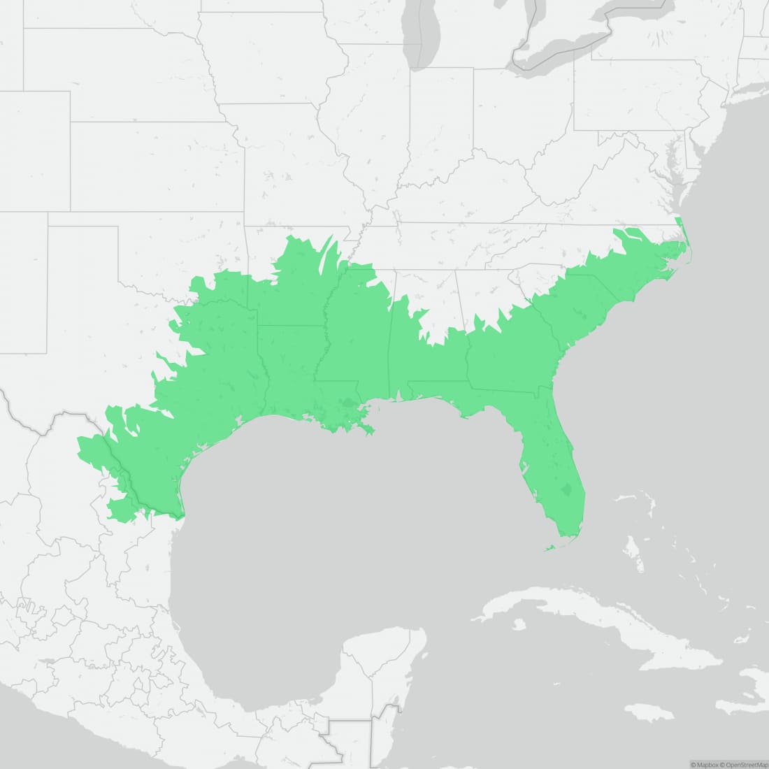 Range map for American Alligator