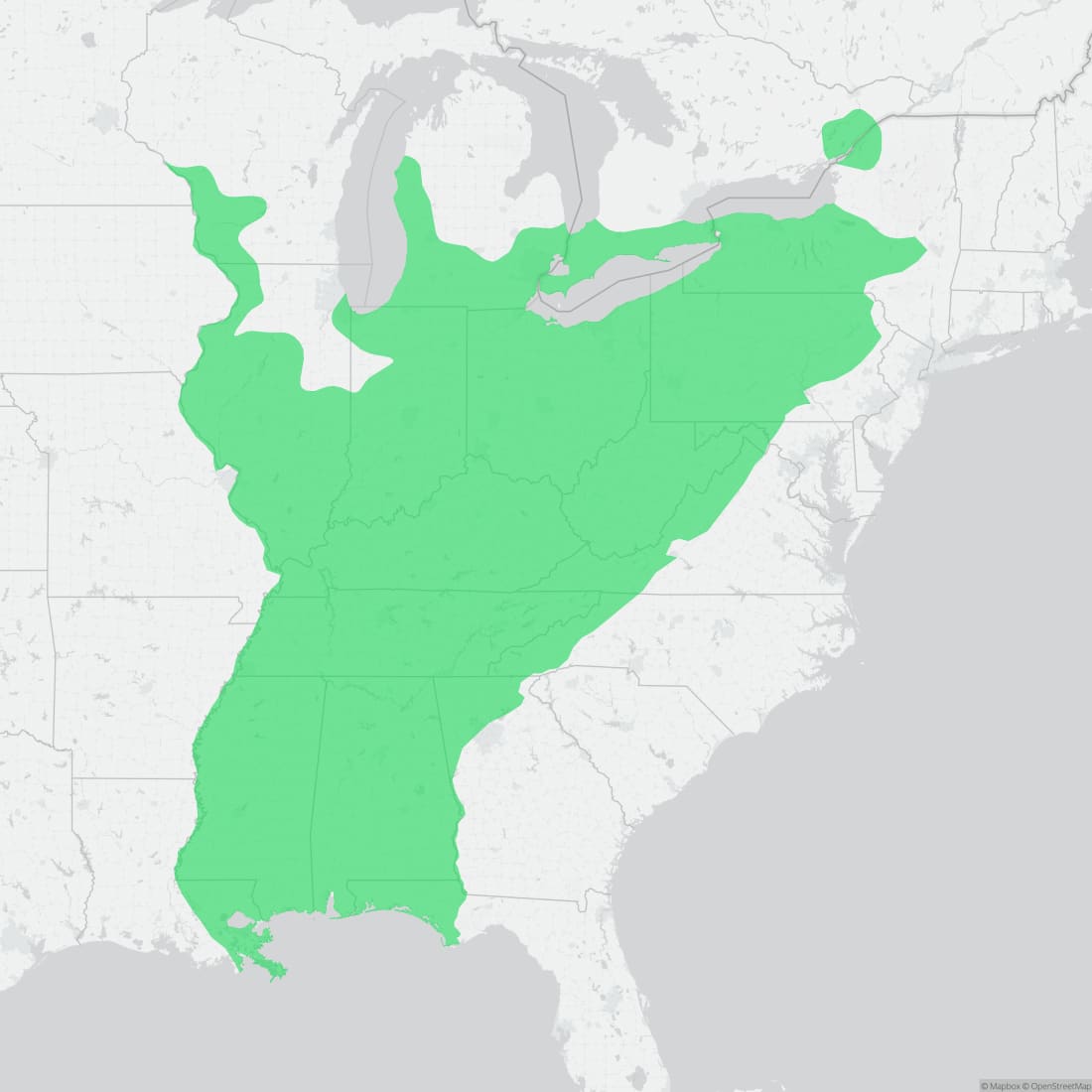Range map for Gray Ratsnake