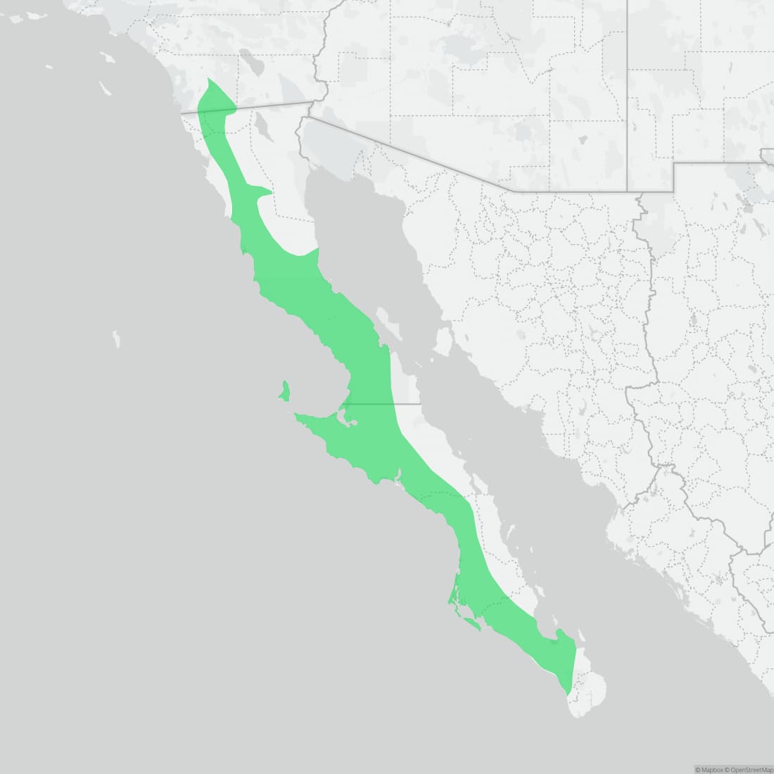 Range map for Cope's Leopard Lizard