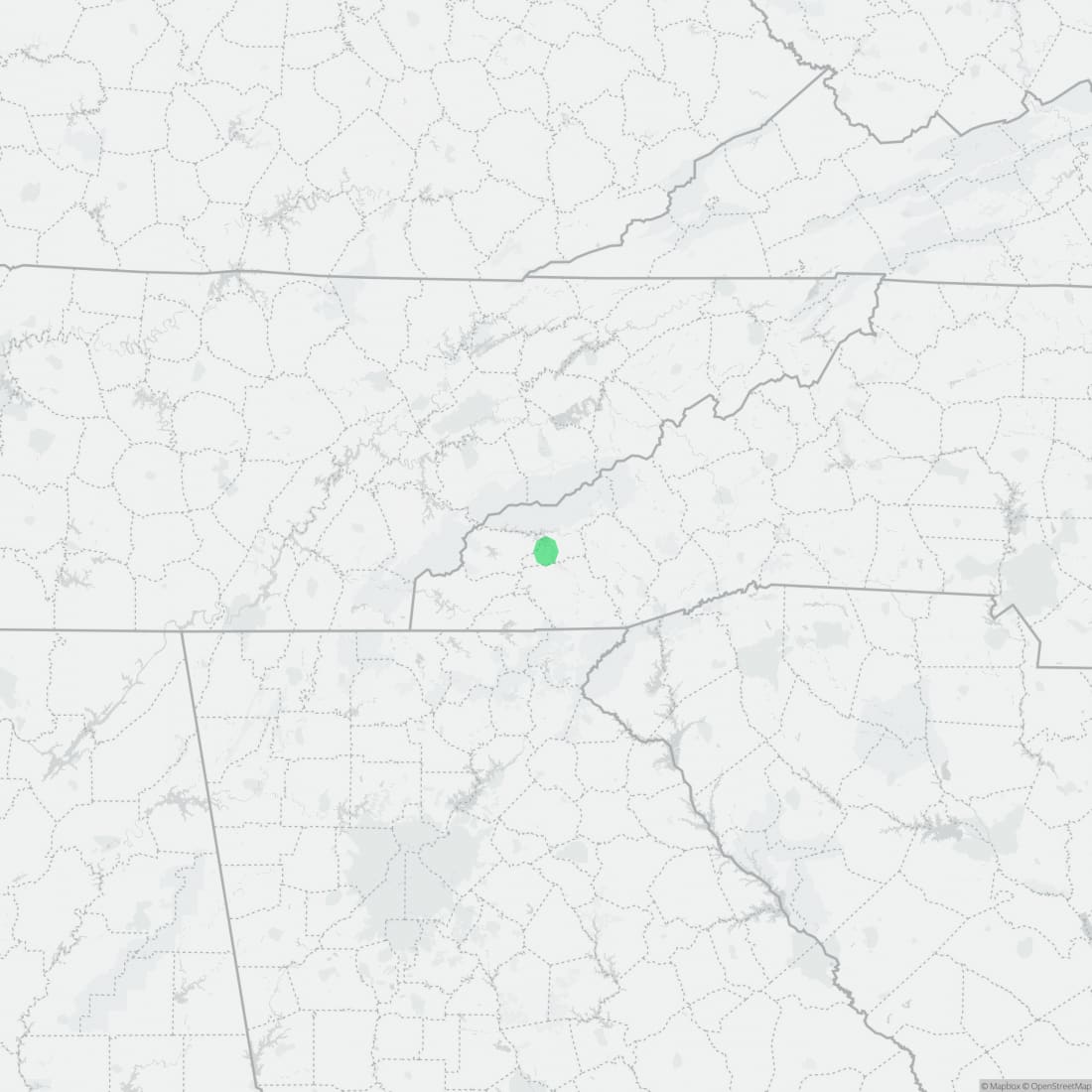 Range map for Cheoah Bald Salamander