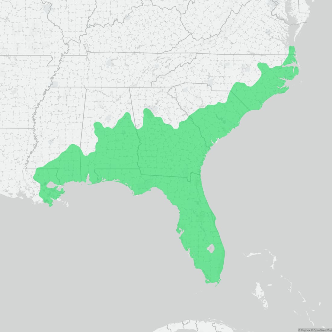 Range map for Eastern Glass Lizard