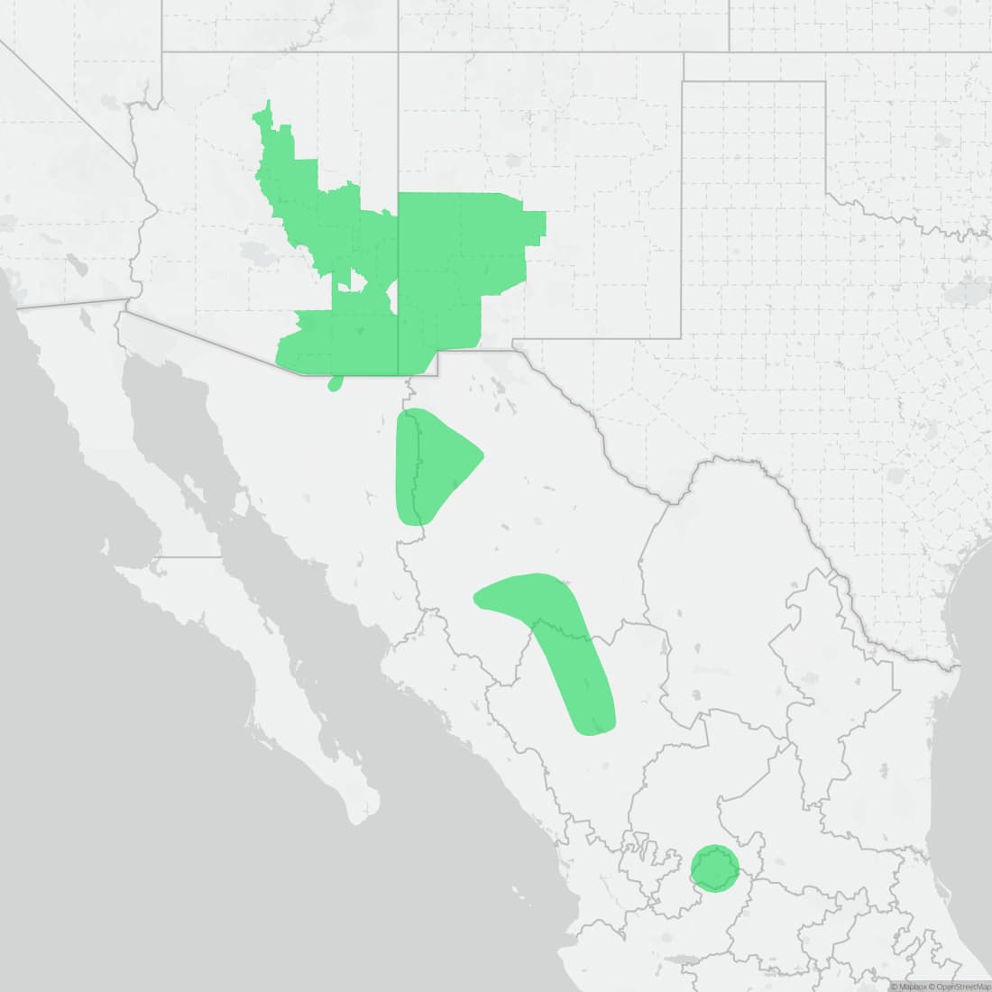 Range map for Chiricahua Leopard Frog