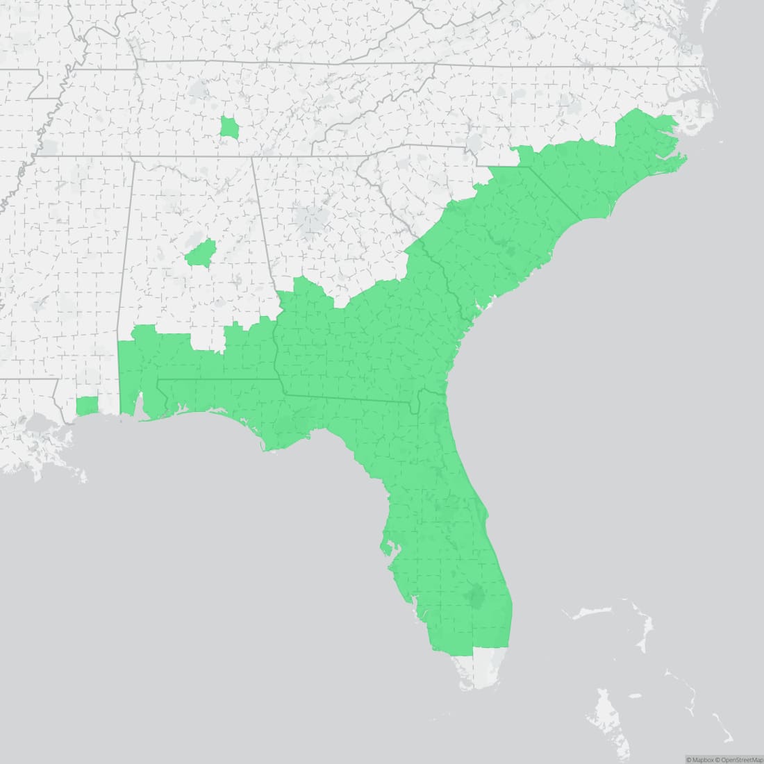 Range map for Gopher Frog