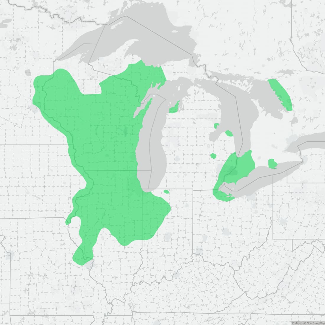 Range map for Eastern Foxsnake