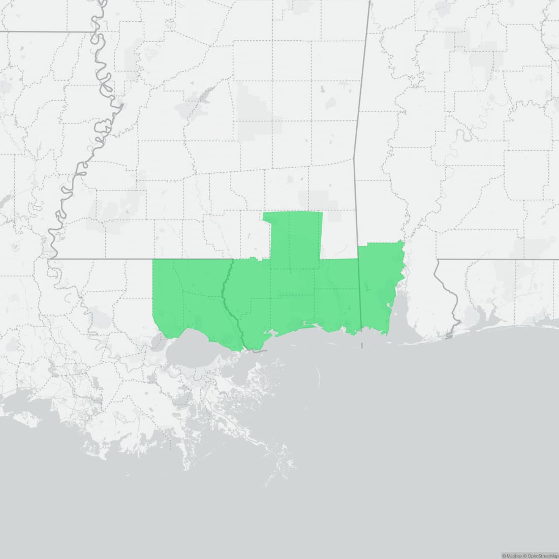 Range map for Dusky Gopher Frog