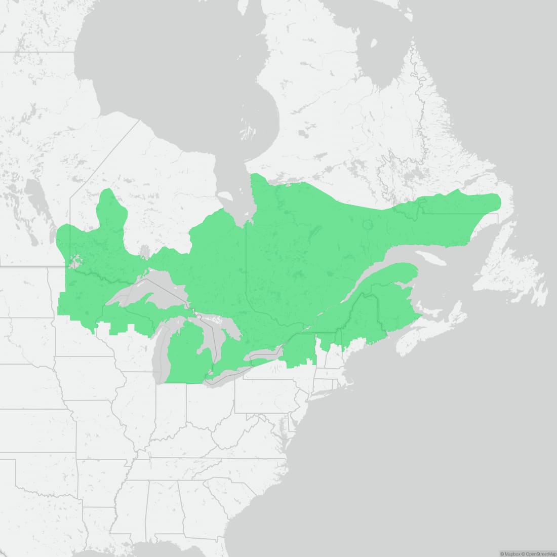 Range map for Mink Frog