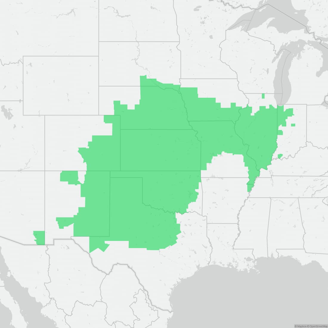 Range map for Plains Leopard Frog