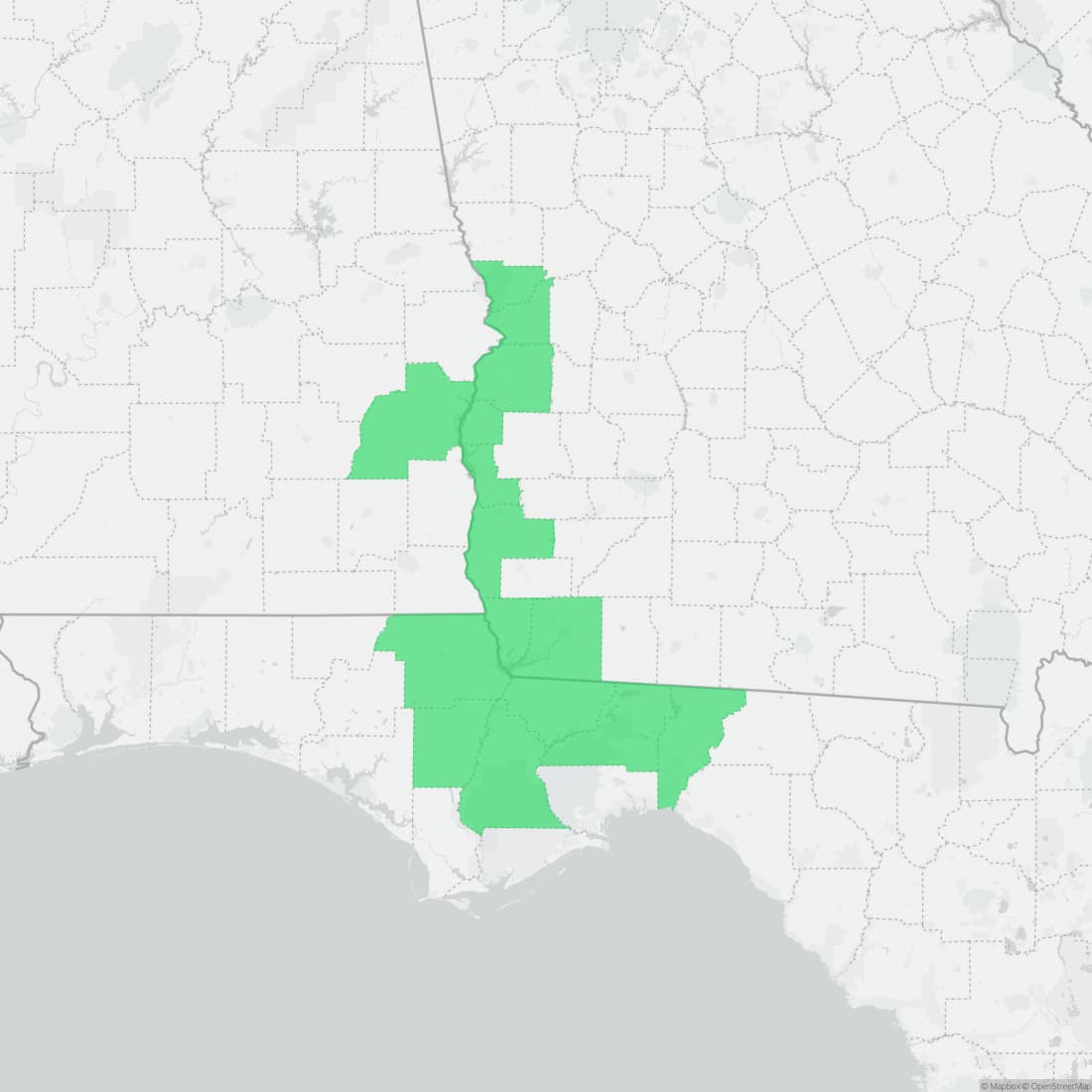 Range map for Apalachicola Dusky Salamander