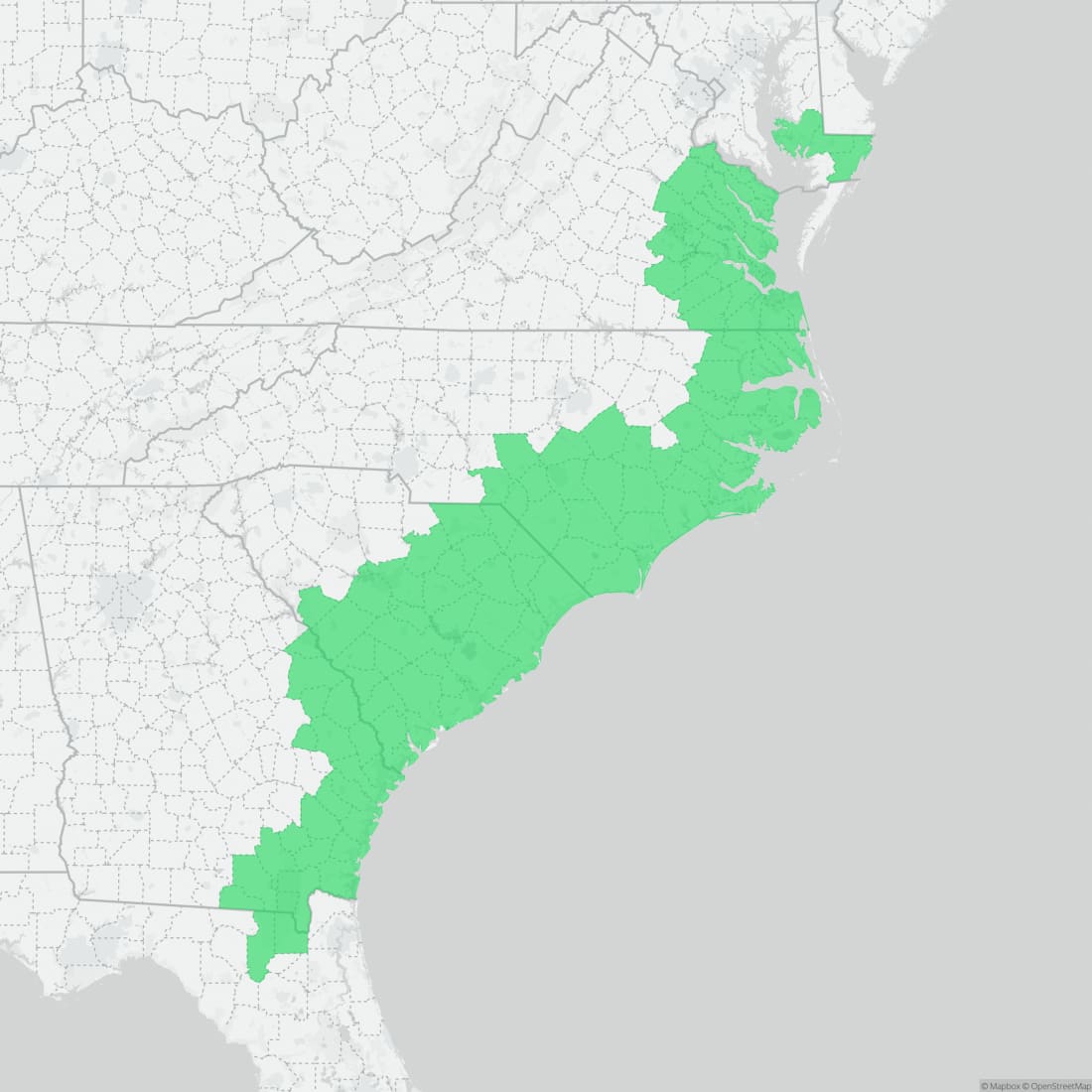 Range map for Carpenter Frog