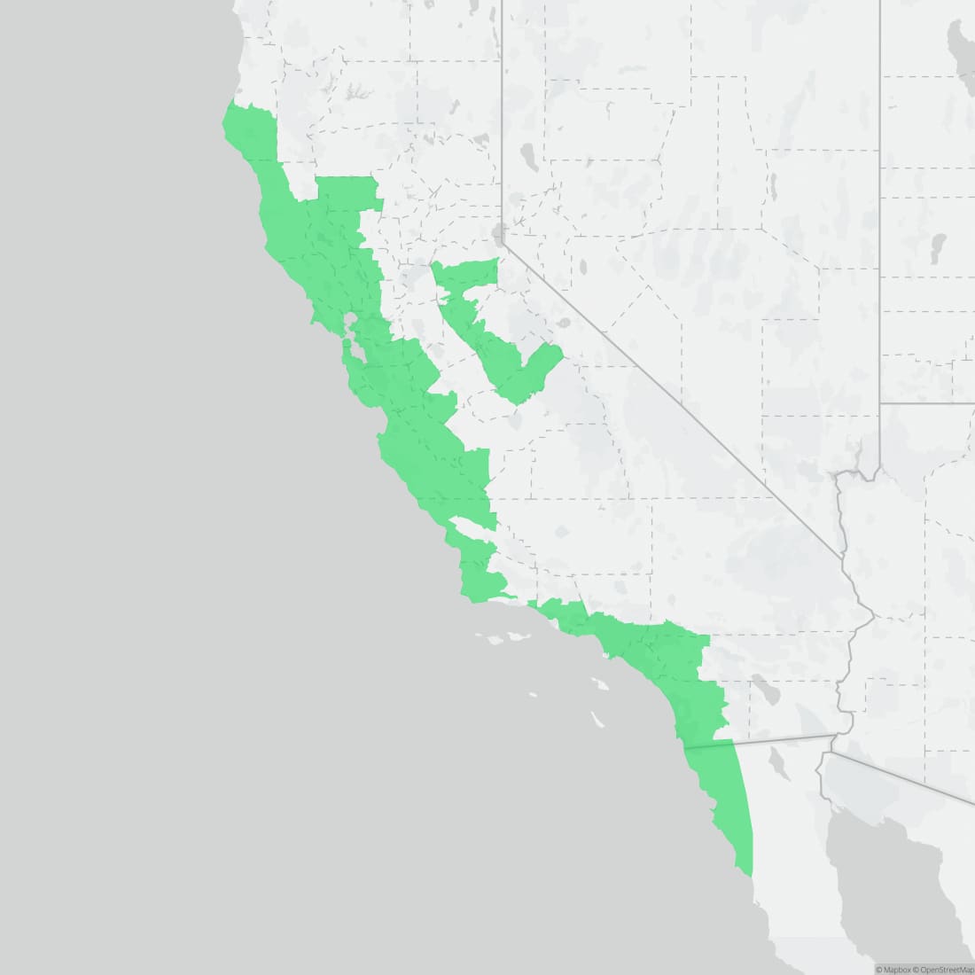 Range map for Arboreal Salamander