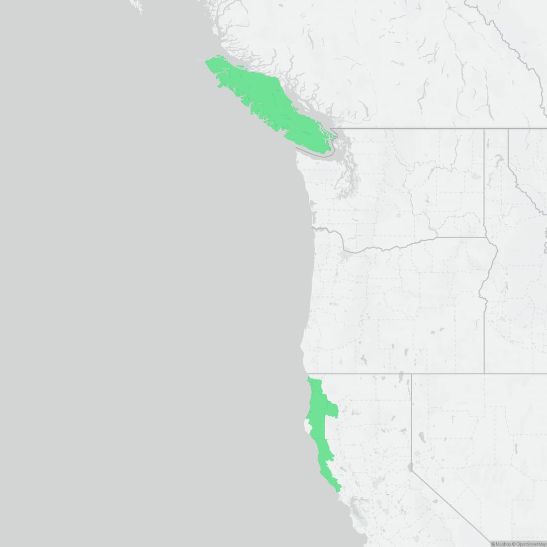 Range map for Wandering Salamander