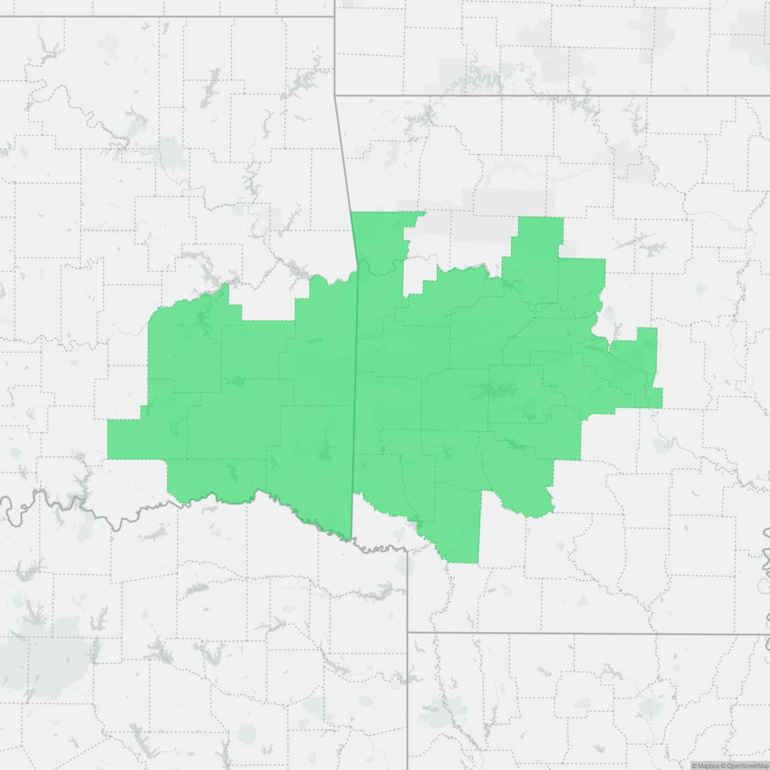 Range map for Ouachita Dusky Salamander