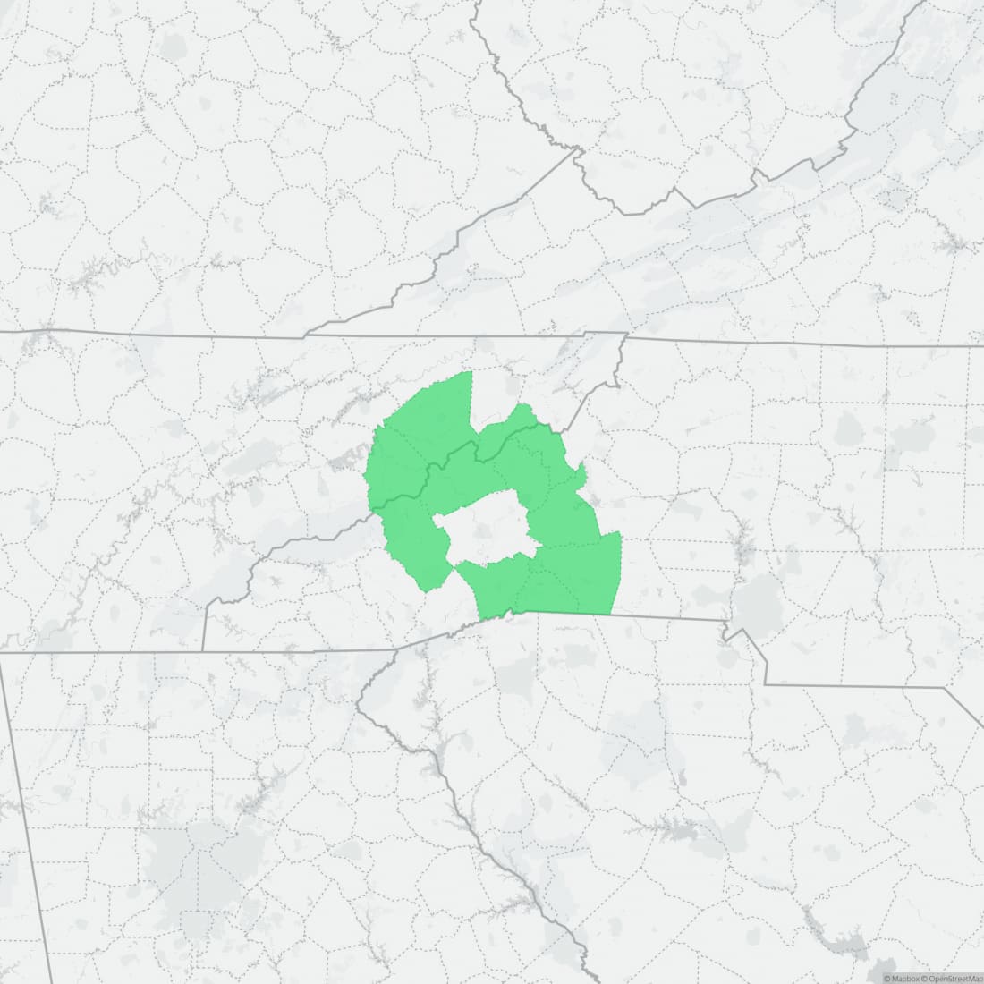 Range map for Carolina Mountain Dusky Salamander