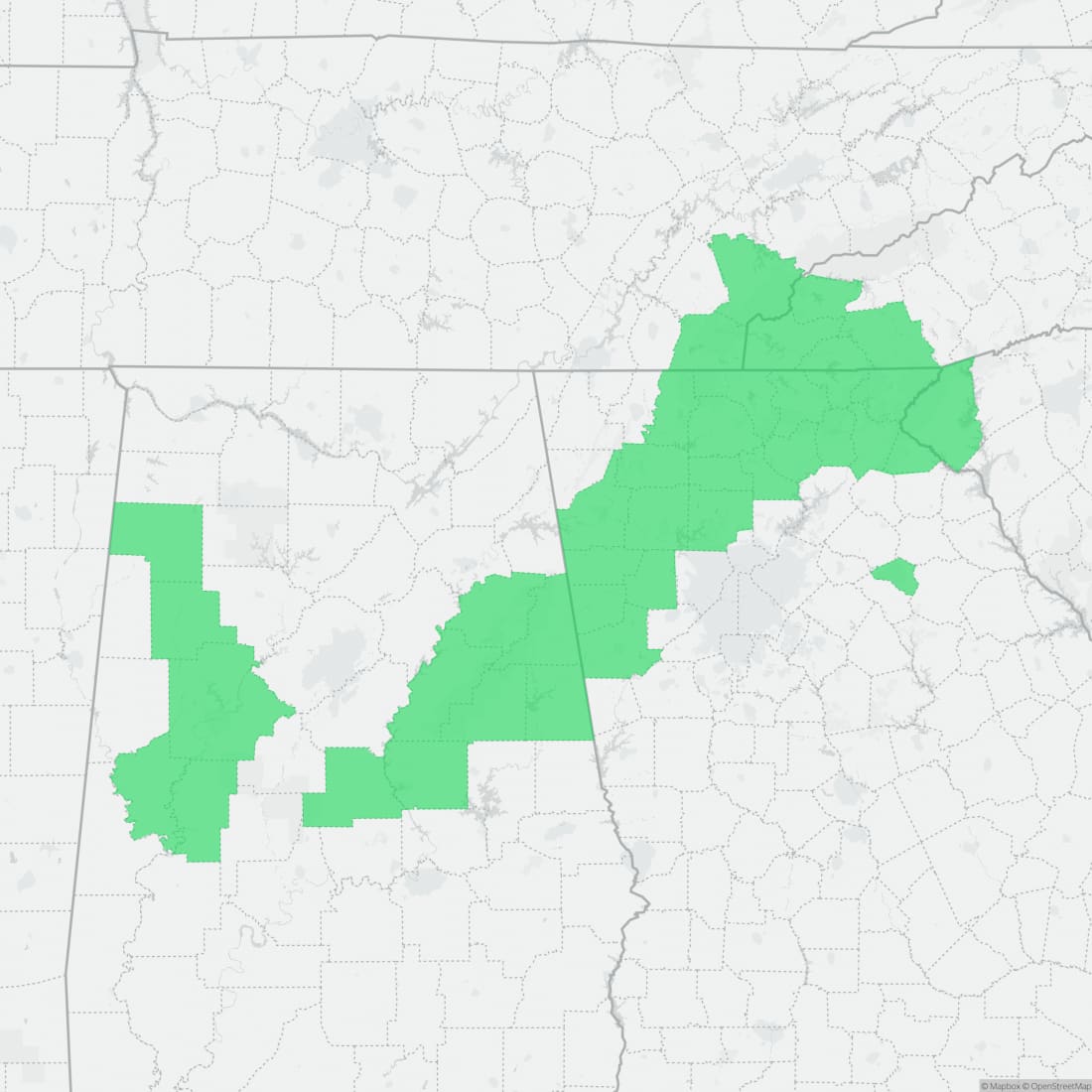 Range map for Seepage Salamander