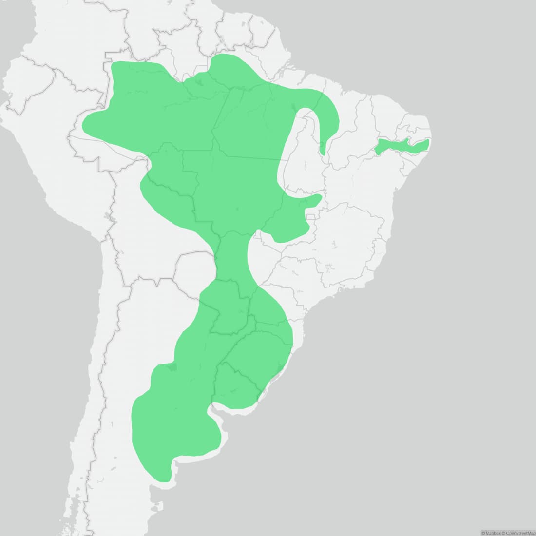 Range map for Argentine Black-and-white Tegu
