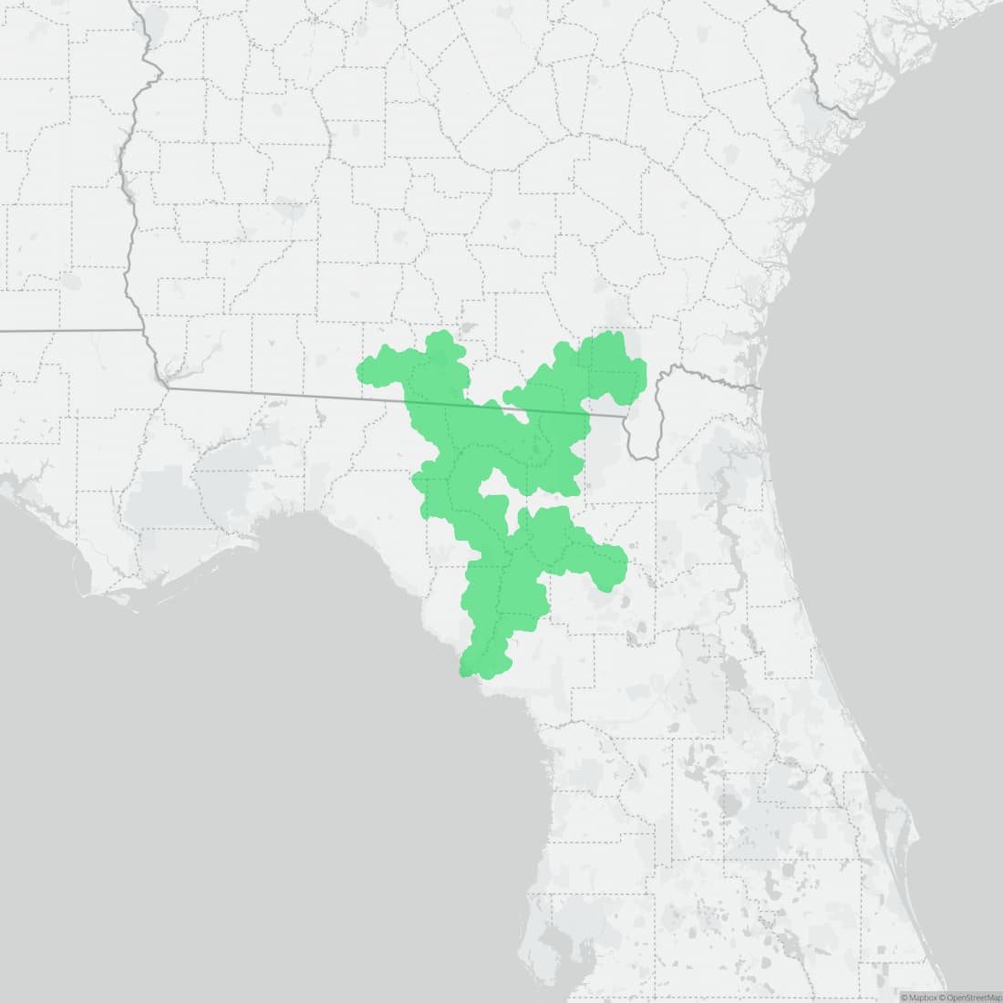 Range map for Suwannee Alligator Snapping Turtle