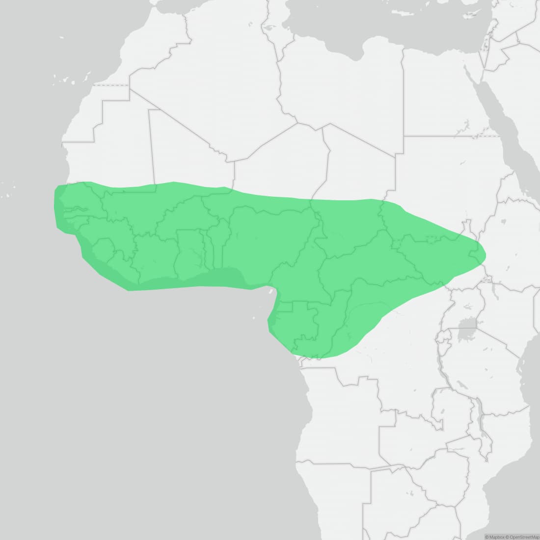 Range map for Peters's Rock Agama