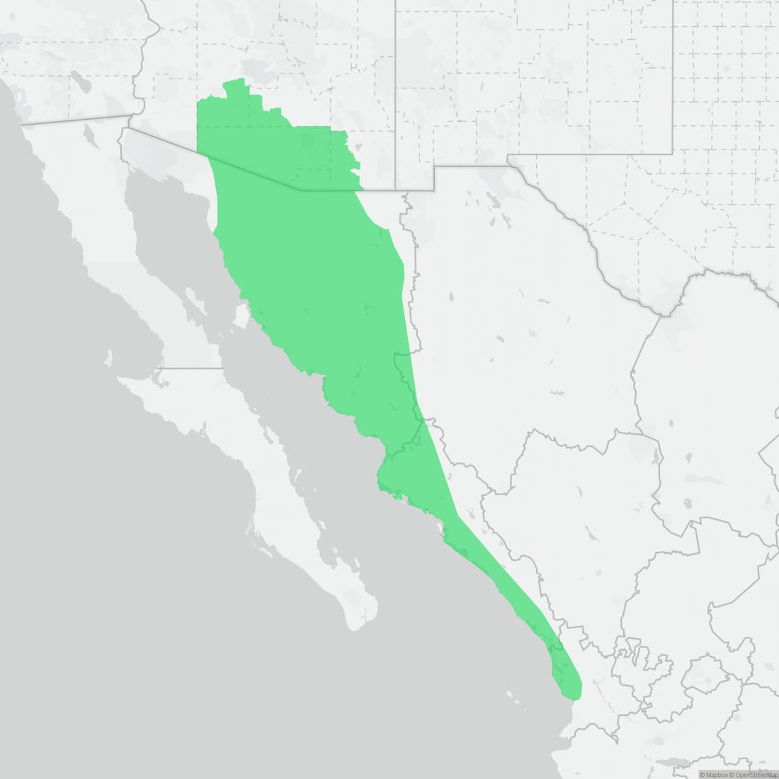 Range map for Mazatlan Narrow-mouthed Toad