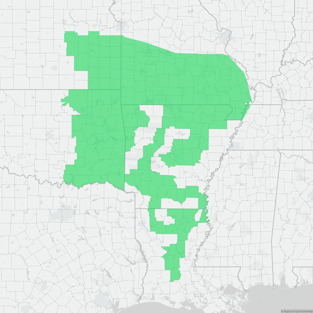 Range map for Red River Mudpuppy