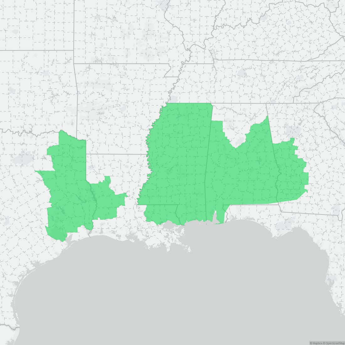Range map for Gulf Coast Waterdog