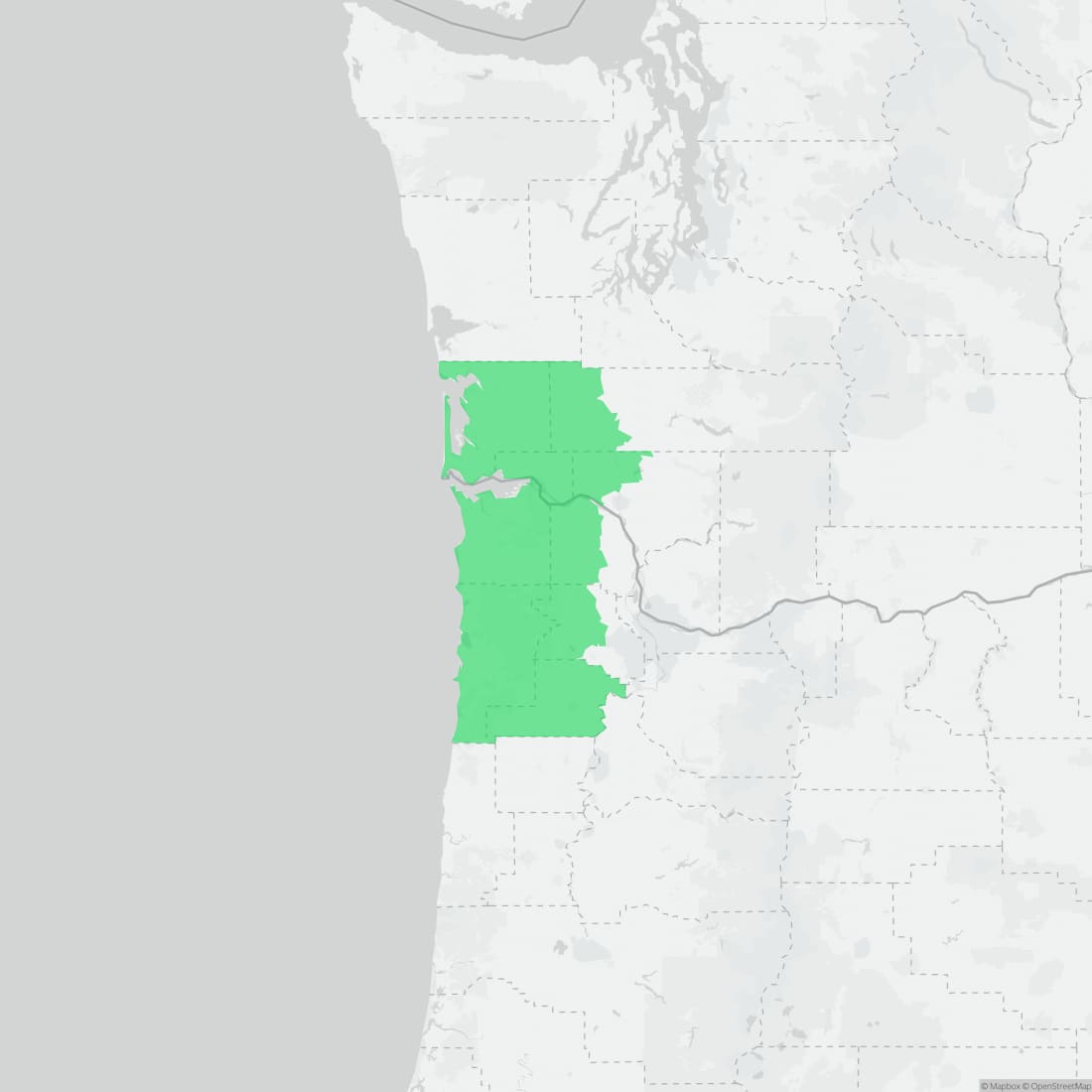 Range map for Columbia Torrent Salamander
