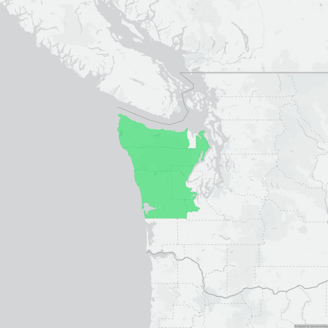 Range map for Olympic Torrent Salamander