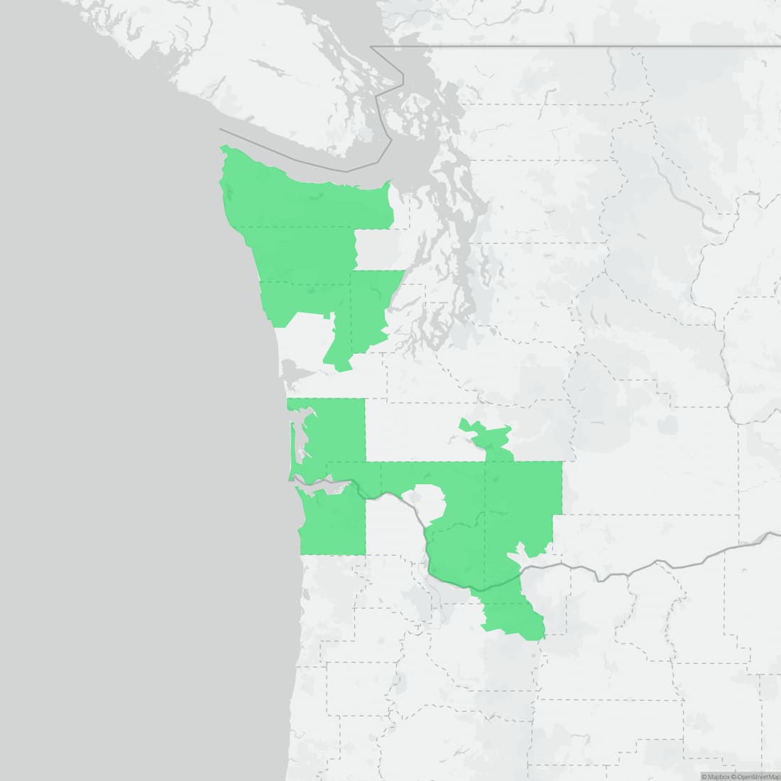 Range map for Cope's Giant Salamander