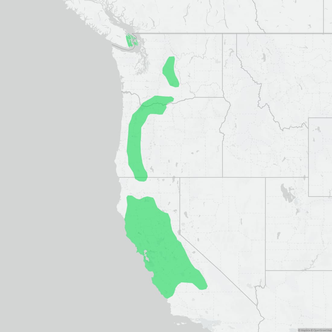 Range map for Sharp-tailed Snake